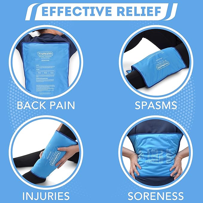 Extra Large Reusable Gel Ice Pack for Injuries & Pain Relief - 2-Pack, Extra Large - Blue - Hot & Cold Therapy Ice Bags for Injuries - Flexible, Leak-Free Design-StrideForce Fitness