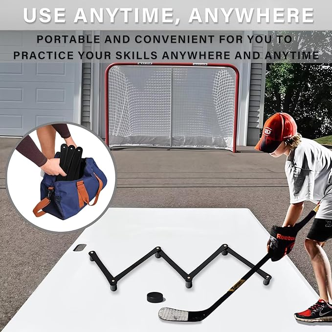 Lightweight Hockey Stick Handling Training Equipment for Enhanced Handling, for Puck Control - Solid, Portable, Durable and Multi-Angle Adjustable, Black-StrideForce Fitness