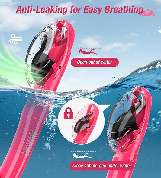 Aegend Dry Snorkel, Dive Mask Easy-Breath Free Diving Snorkel for Snorkeling Scuba Diving Freediving Swimming, with Top Dry Valve and Food-Grade Silicone Mouthpiece-StrideForce Fitness