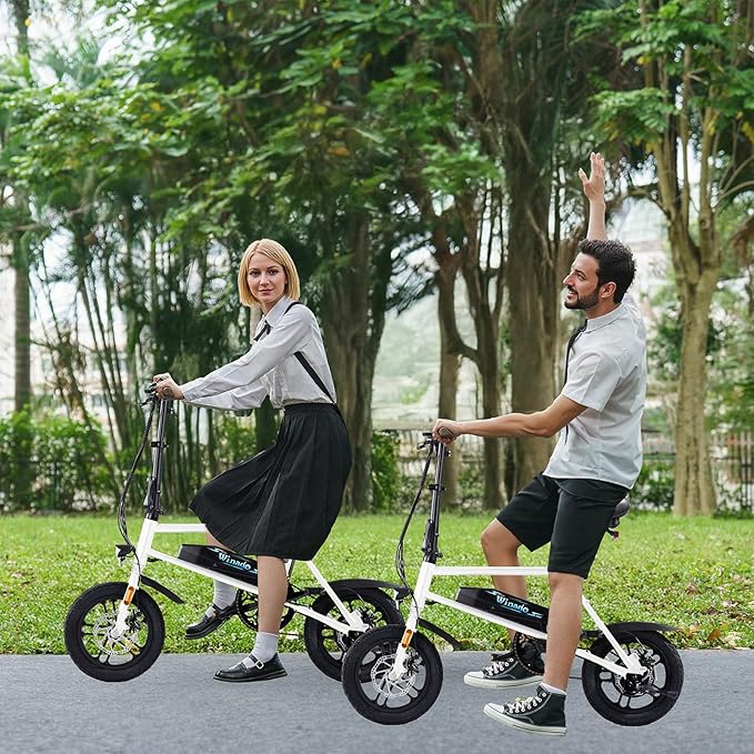 Winado Electric Bike for Adults, 14" Folding Electric Bicycle 450W Motor with Dual Disc Brakes, Max Range 25Miles(Pedal-Assist) & Speed 15.5MPH, Foldable Commuter City Ebike for Adults/Teens-StrideForce Fitness