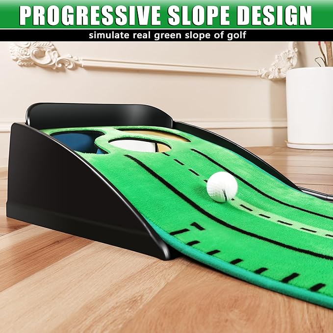 CHAMPKEY Professional Hazard Golf Putting Green Come with Golf Putting Gates and Putting Mirror - Progressive Slope Tech and Noise Reduction Tech Golf Putting Mat-StrideForce Fitness