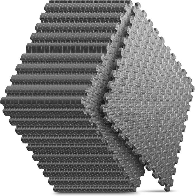 Home Gym Mat, Puzzle Exercise Mat, 1of EVA Interlocking Foam Floor Tiles for Home Workout Equipment and Kids' Play Areas - Grey, 24 in x 24 in x ½ in - 32 Tiles (Grey, 32 Pack 128 sq ft)-StrideForce Fitness