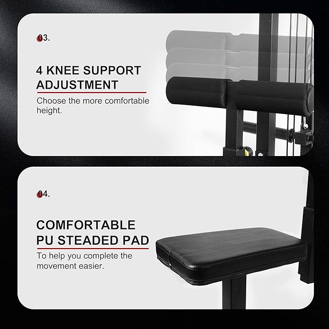 LAT All-in-one Machine with High and Low Pulley Station, LAT PullDown and LAT Row Cable Machine, LAT Tower with Adjustable Leg Support for Home Gym Total Body Training-StrideForce Fitness