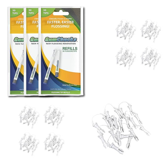 GumChucks Orthodontic Flossers Dental Floss - Floss for Braces - Brace Floss Picks - Gum Flossing Picks - Ortho Dental Flossers (Flossing Tips Bundle - 90 Tips)