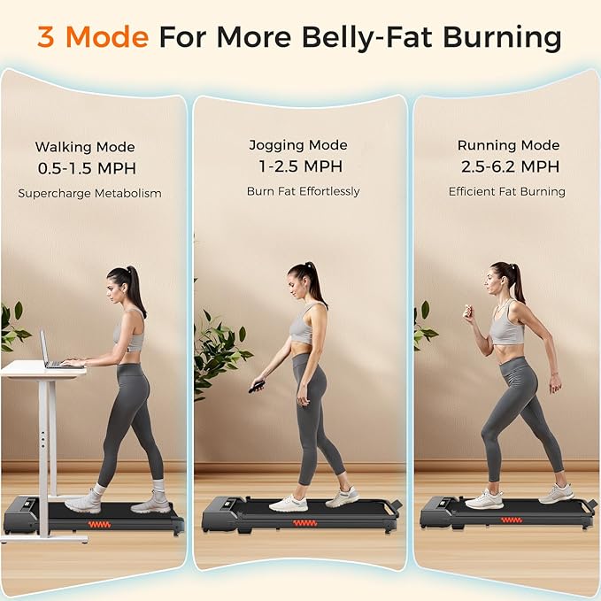 Under Desk Treadmill, 3.0HP Walking Pad with Handle Bar, Foldable Treadmills for Home Office, Running Machine with LED Display & Remote Control, Jogging Machine for Small Spaces-StrideForce Fitness