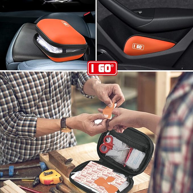I GO 85 Pieces Hard Shell Mini Compact First Aid Kit, Small Personal Emergency Survival Kit for Travel Hiking Camping Backpacking Hunting Marine Car-StrideForce Fitness