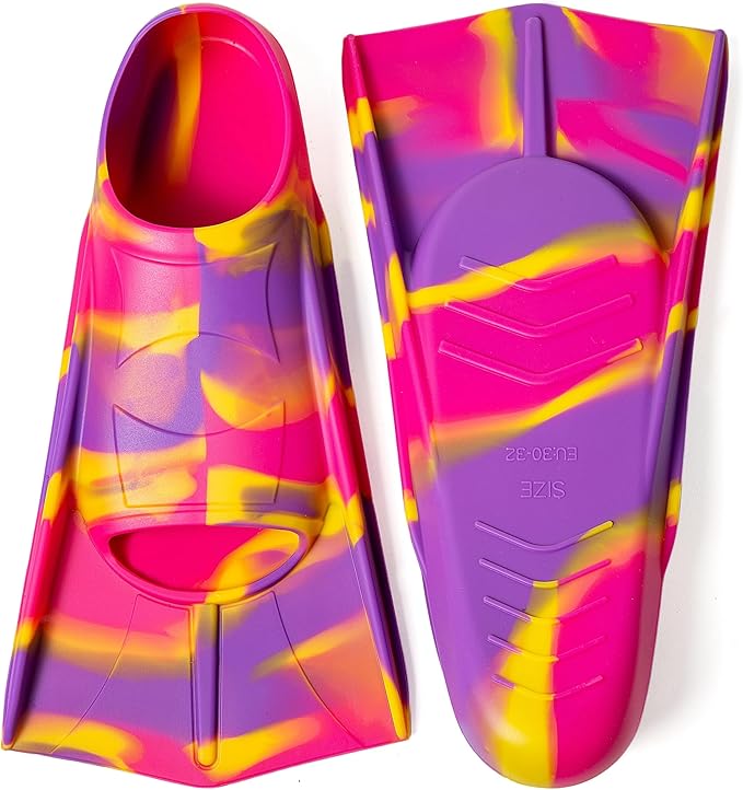 Kids Swim Fins,Short Comfortable Flippers for Lap Swimming and Training for Child,Girls,Boys,Beginners-StrideForce Fitness