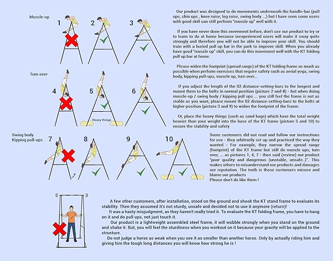 KT TOES DON'T TOUCH GROUND Foldable Free Standing Pull Up Bar Stand Sturdy Power Tower Workout Station For Home Gym Strength Training Adjustable Pullup Fitness Equipment Multifunctional Exercise Rack-StrideForce Fitness