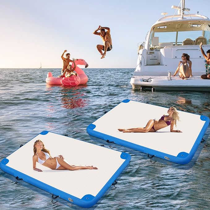 Inflatable Lake Float for Adults, Multi-Person Inflatable Swim Deck with None-Slip Surface, Swimming Water Platform, Floating Island - Dock - Raft for Pool & Beach, Lake, River Fun-StrideForce Fitness