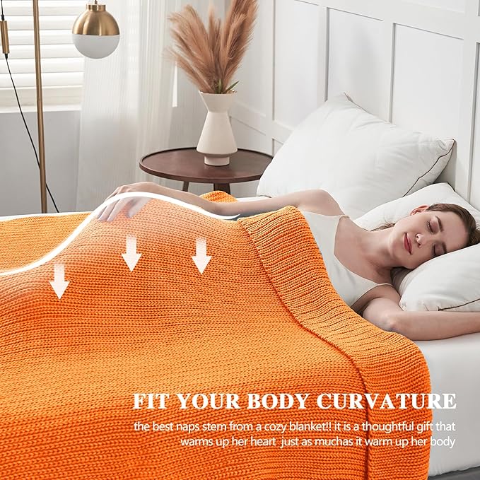 L'AGRATY Knitted Weighted Blanket - 50"x60" 10lbs Cooling Chunky Knit Heavy Blanket for Adults Braided Crochet Throw Thick Cable Yarn Knit Decorative No Beads Evenly Weighted Machine Washable-StrideForce Fitness