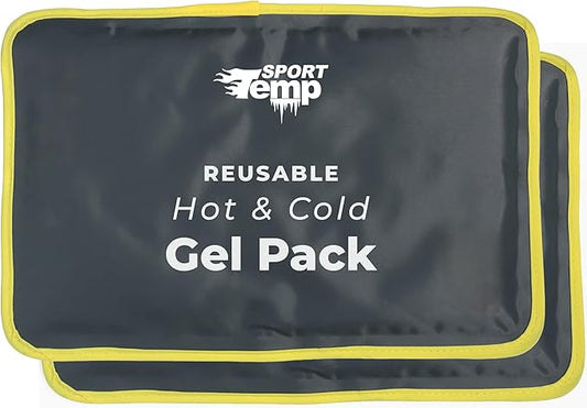 Hot & Cold Reusable Gel Packs (Medium, 2 Pack) Flexible Soft Compress - Ice & Heat Therapy for Injuries, Back, Shoulder, Hip, Knee, Joint Pain, Swelling, Bruises, Post Surgery - Sport Temp-StrideForce Fitness