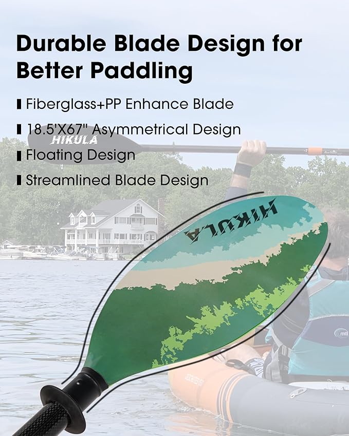 Adjustable Kayak Paddle with Carbon Shaft and PP Blade Available in 220-230/220-240/230-250cm Floating Lightweight Kayak Oars with Original Pattern-StrideForce Fitness