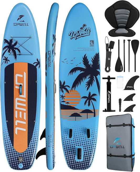 UPWELL 10'6"/11'/11'6" Inflatable Paddle Board, Stand Up Paddlboard for Youth & Adults, Stable Design, Premium SUP Accessories, Backpack, Leash, Hand Pump, Fins-StrideForce Fitness