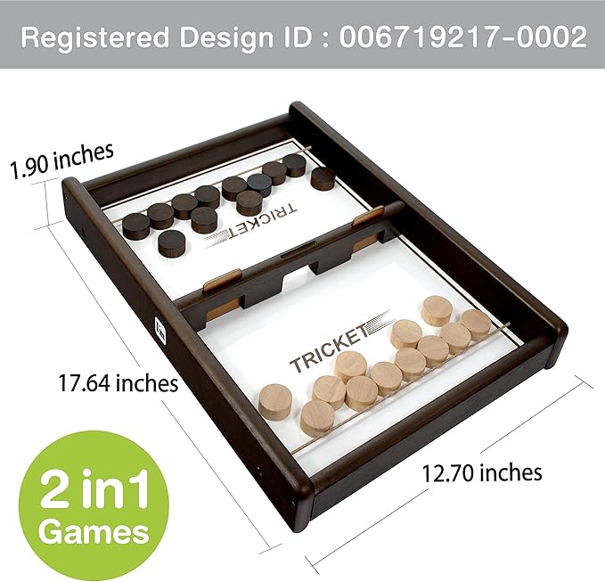 Tricket VS Checkers : Wooden Multi Tabletop Indoor Portable Board Games for Kids and Family-StrideForce Fitness