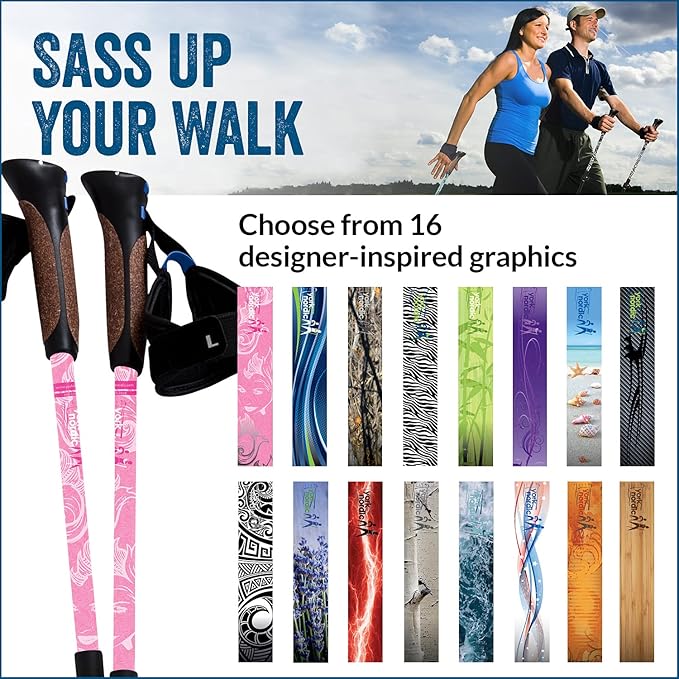 York Nordic Hiking & Walking Poles - Cushion Foam Grips w/Nordic Strap - Lightweight, Adjustable, and Great for Balance -2 Pieces w/Flip Locks, and Travel Bag - Heights 5'4"-6'2"-StrideForce Fitness