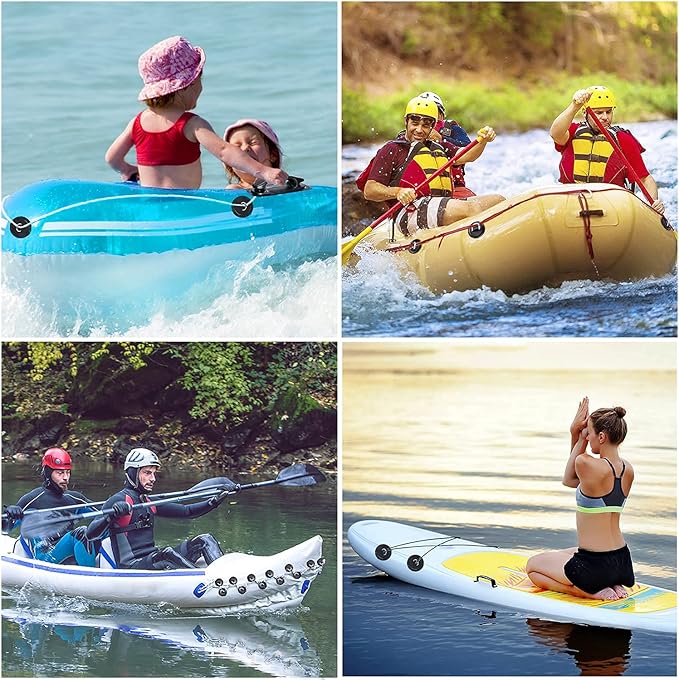 TOBWOLF 6 Pack Stainless Steel D-Ring Patch for Inflatable Boat Kayak Dinghy SUP, D-Ring PVC Patch Stand-Up Paddleboard Canoe Rafting Accessories, NO Glue Included-StrideForce Fitness