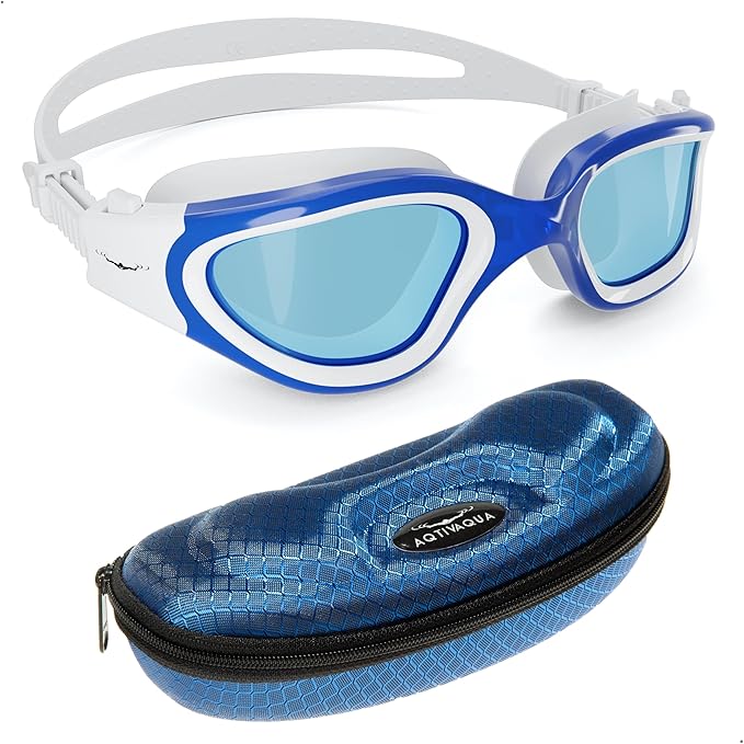 AqtivAqua Swimming Goggles, DX Wide View Swim Goggles for Adult Men Women, Anti Fog No Leaking-StrideForce Fitness