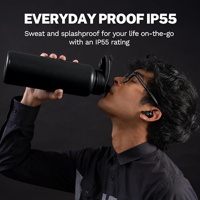 JLab Go Pods ANC True Wireless Bluetooth Earbuds & Charging Case, Hybrid Active Noise canceling + Be Aware for Safe Listening, 26+ Hours Total Playtime, Clear Calls, Custom Sound via App, Black-StrideForce Fitness