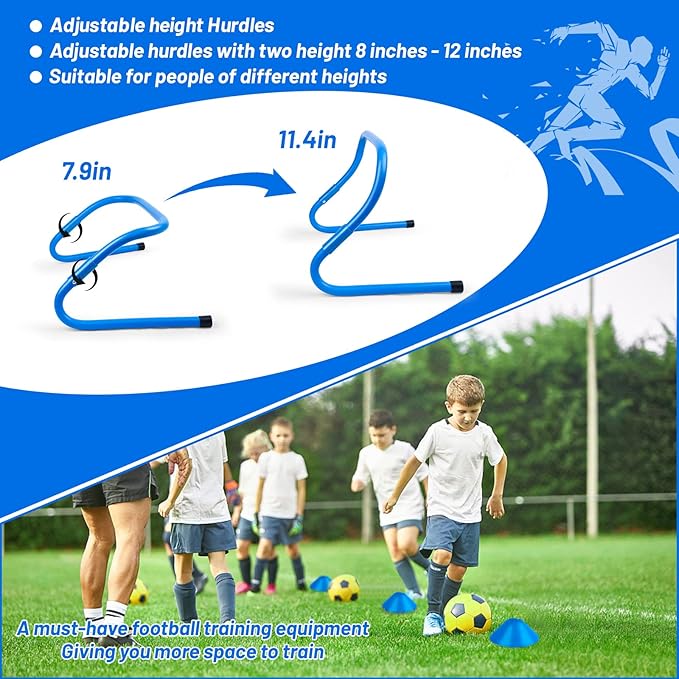 Eazy2hD Speed Agility Training Set- Agility Ladder,12 Cones, 4 Adjustable Hurdles,Parachute, Exercise Workout Equipment Boost Fitness & Increase Quick Footwork-StrideForce Fitness