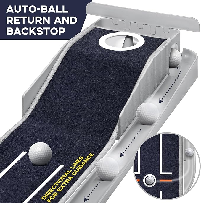 Mini Golf Putting Mat - Indoor/Outdoor with Ball Return Alignment Guide & Durable Velvet Crystal Mat Golf Accessories for Men Enjoy Speedy Wrinkle-Resistant Putting Fun-StrideForce Fitness