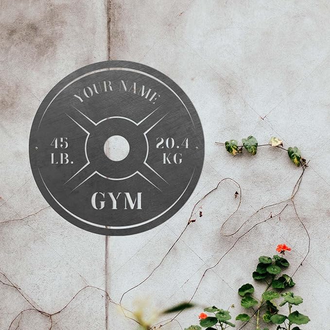 Personalized Home Gym LED Tin Metal Sign Multiple Sizes, Weight Lifting Exercise Workout Room Training Fitness Center Motivational Inspirational Quotes Decor Wall Art Hanging Accessories (11 LED)-StrideForce Fitness