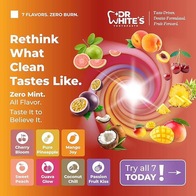 Dr. White’s Signature Flavor Trio – Bold & Bright | Fluoride-Free Toothpaste with Nano-Hydroxyapatite for Enamel Strength & Sensitivity Relief, Mint-Free (3-Pack)