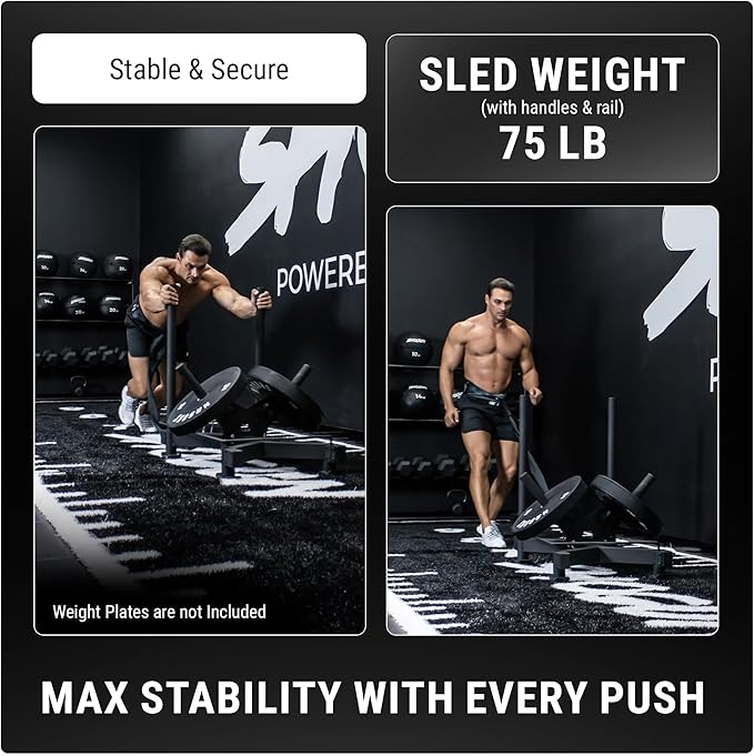 Shogun Stag Push Pull Sled – Full-Size Weighted Power Sled for Strength & Speed Training – Heavy Duty Gym Fitness with UHMW Skis & Dual Handles – Weighted for Grass, Turf & Concrete-StrideForce Fitness