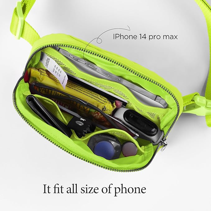 ODODOS Unisex Mini Belt Bag with Adjustable Strap Small Fanny Pack for Workout Running Traveling Hiking, Neon-StrideForce Fitness