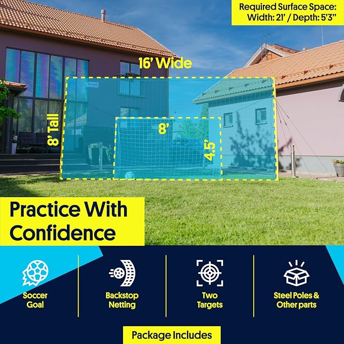 3-in-1 Soccer Training Rebounder & Goal Backstop Net - Soccer Goal for Volley, Passing, Solo Training - Outdoor Sports, Backyard Games-StrideForce Fitness