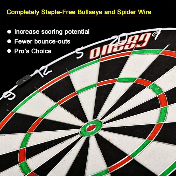 Gladiator Dartboard with Top-Grade African Sisal and Sword Edge Staple Free Wire Spider for Maximum Scoring Potential and Less Bounce Outs-StrideForce Fitness