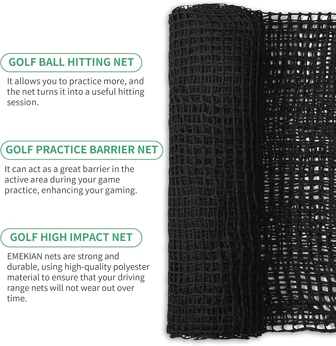 Black Polyester Golf Practice Fence Net, Heavy Duty Golf Ball Barrier Net, Indoor Outdoor Portable Golf Seine Net, Golf Batting Net, Adjustable Protective Net for Backyard-StrideForce Fitness