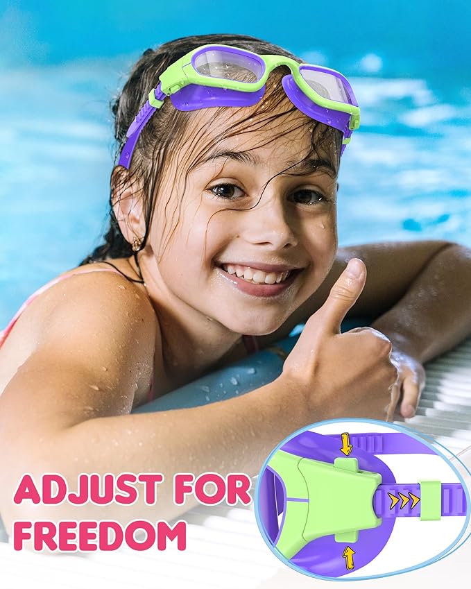 Kids Swim Goggles,Swimming Goggles for Kids 6-14, Anti-Fog UV Protection Pool Glasses for Boys Girls-StrideForce Fitness