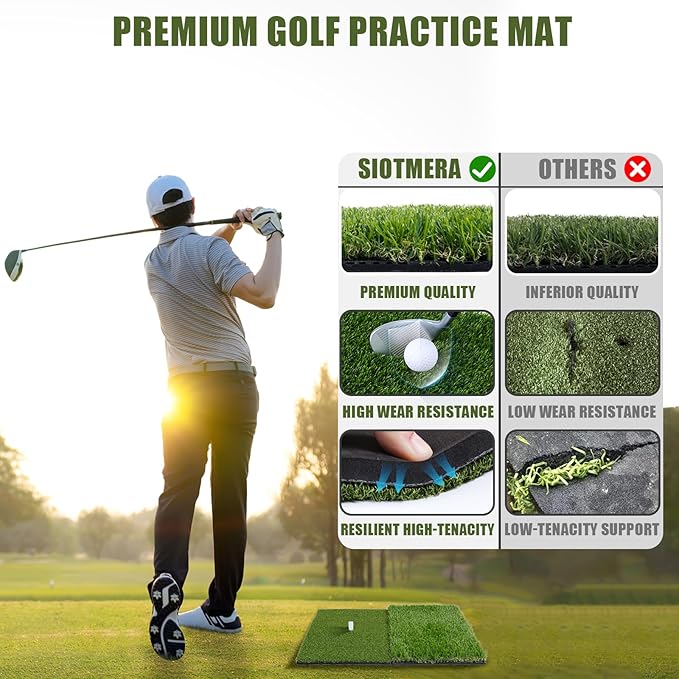 SIOTMERA 23x16IN & 5x4FT Golf Mat, Dual-Turf Golf Hitting Mat with High-Elasticity EVA Anti-Slip Bottom, Anti-Deformation,Reinforced Glue, Ideal for Swing,Chipping Practice,Indoor/Outdoor-StrideForce Fitness