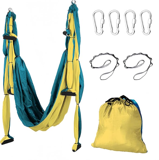 Premium Aerial Yoga Swing Hammock Inversion Therapy with 2 Free Extension Straps Easy Install for Home & Gym Fitness-StrideForce Fitness