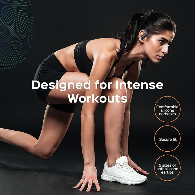 TREBLAB X3 Pro - Workout True Wireless Earbuds, Comfortable Earhooks, Bluetooth 5.3, Punchy Bass, Noise Isolation, 145H Playtime, IPX5 Waterproof, Sweatproof, 2 Mics for Calls, Sport Bluetooth Earbuds-StrideForce Fitness