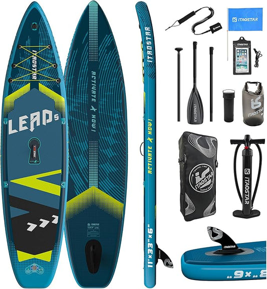 Lead 11‘ x 33" / 12’×35" Inflatable Stand Up Paddle Board - Premium SUP Board Kit - Ultra Stable Paddleboard for Adults & Youth - All Skill Levels - for Lakes, Oceans-StrideForce Fitness