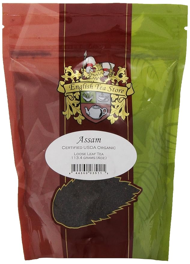 English Tea Store Organic Assam Fine Cut Loose Leaf Tea Pouches - 4oz | Brisk Full Bodied Black Tea | USDA Organic Fair Trade Certified | Malty Flavor Tea for Milk or Straight Brewing-StrideForce Fitness