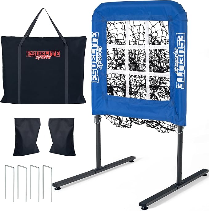 9 Hole Pitching Net with Strike Zone, Baseball Pitching Target, Softball Pitching Net, Portable Pitcher Training Equipment Height Adjustable-StrideForce Fitness