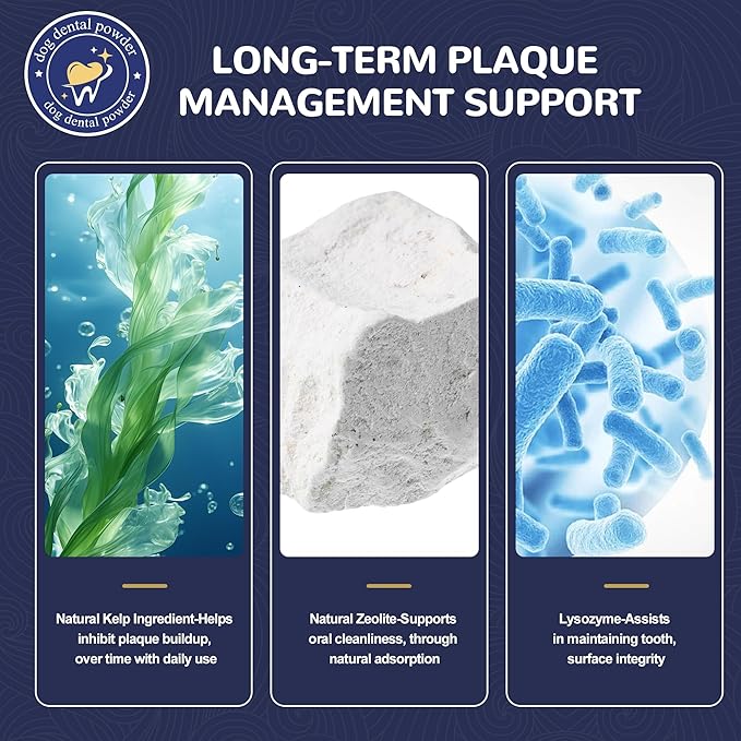 Dog Breath Freshener, Dental Powder 10.56oz for Dogs Teeth Cleaning Powder Plaque Off Tartar Remover Natural Bad Breath for Dogs with Herbal Blend Probiotics, 300g (60 Scoops)