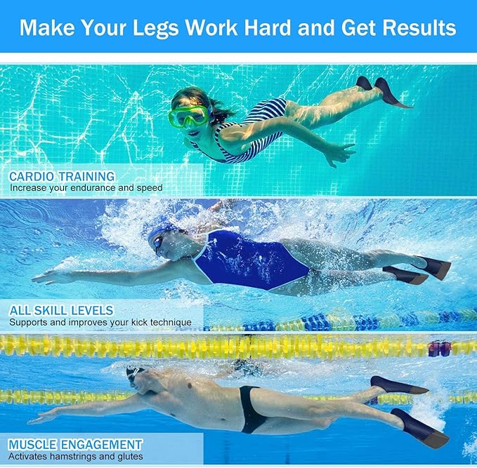 Gintenco Swim Fins, Kids Swim Training Fins for Lap Swimming, Travel Size Flippers with Mesh Bag, Silicone Swimming Fins for Kids Teens Adults Women Men-StrideForce Fitness