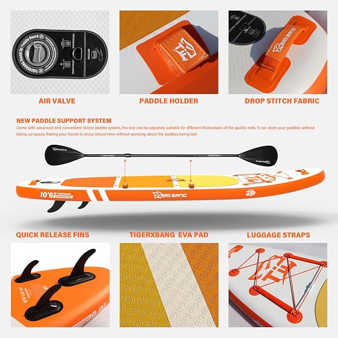 Inflatable Paddle Board with Premium SUP Board Accessories, Allround Paddle Boards for Adults/Kids,Stand Up Paddle Board Defender Collection-StrideForce Fitness
