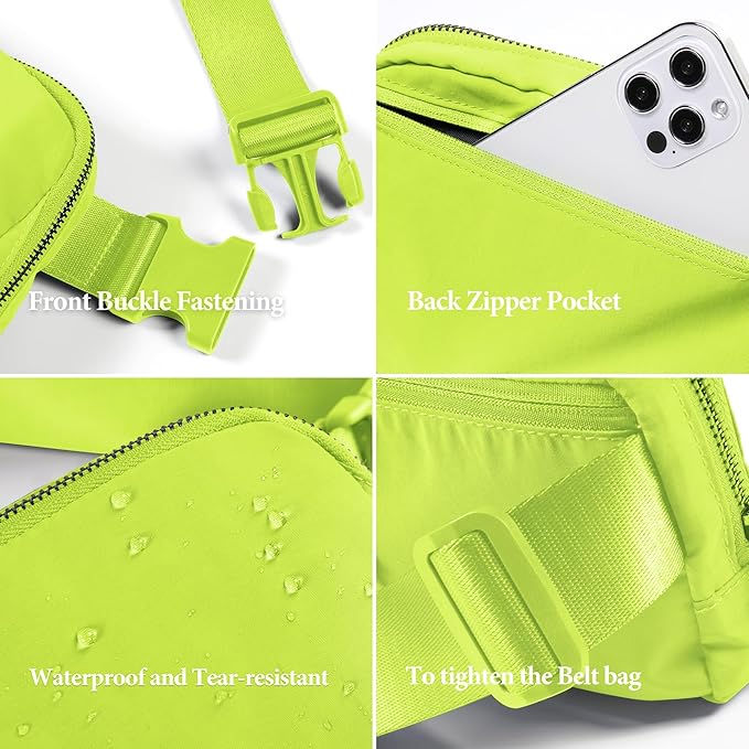 ODODOS Unisex Mini Belt Bag with Adjustable Strap Small Fanny Pack for Workout Running Traveling Hiking, Neon-StrideForce Fitness