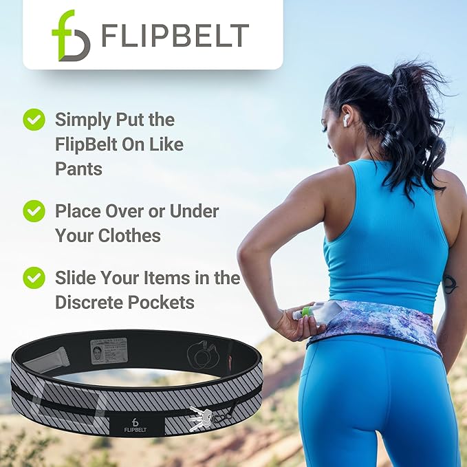 FlipBelt Classic Running Belt, Running Fanny Pack for Women and Men, USA Company-StrideForce Fitness