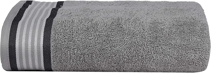 CASA COPENHAGEN, Designed in Denmark, 550 GSM, 35x70 Inches Extra Large Jumbo Size Bath Sheets, Set of 2 Towels, Super Soft Egyptian Cotton Towels for Bathroom & Shower - Granite Grey + Mirage Grey-StrideForce Fitness