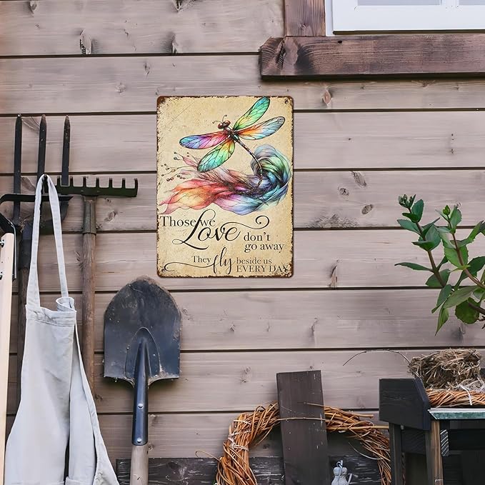 Vintage Tin Sign Those We Love Don't Go Away They Fly Belive Us Every Day Tin Sign for Home Farm Outdoor Bathroom Restaurant Cafes Bars Club Kitchen Garage Art Wall Decor 12 * 16inch-StrideForce Fitness
