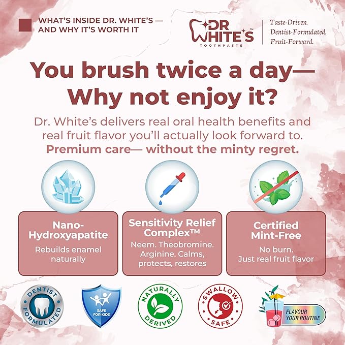 Dr. White’s Signature Flavor Trio – Bloom & Blush | Fluoride-Free Toothpaste with Nano-Hydroxyapatite, Sensitivity Relief, Mint-Free (3-Pack)