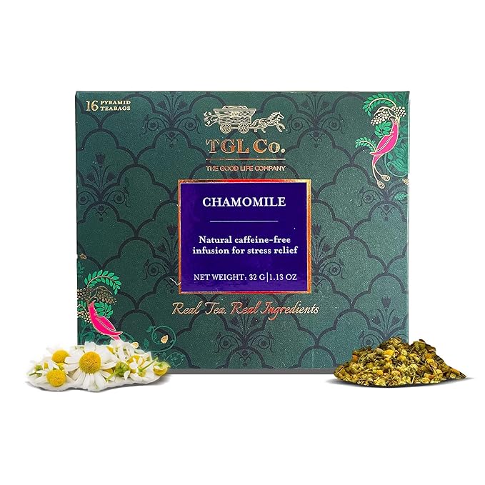 TGL Co. Chamomile Tea – 16 Tea Bags | Herbal Caffeine-Free | Soothing Bedtime Blend | Natural & Calming Chamomile Flowers | Premium Loose Leaf Tea in Pyramid Bags-StrideForce Fitness