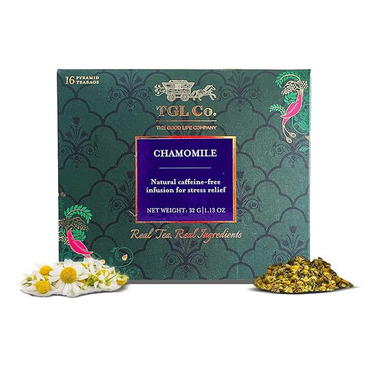 TGL Co. Chamomile Tea – 16 Tea Bags | Herbal Caffeine-Free | Soothing Bedtime Blend | Natural & Calming Chamomile Flowers | Premium Loose Leaf Tea in Pyramid Bags-StrideForce Fitness
