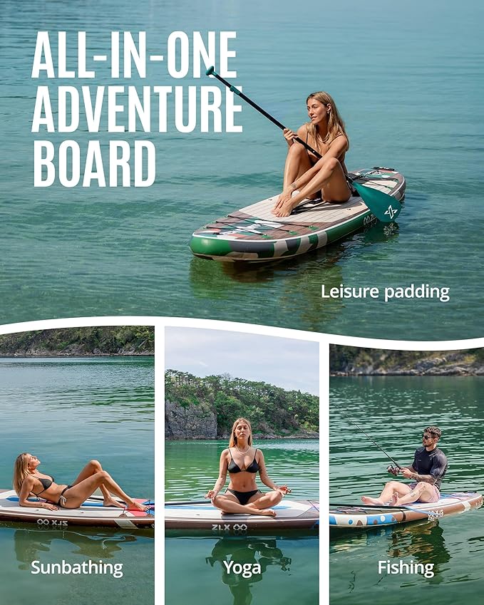 ZLX Inflatable Stand Up Paddle Board, 10'6" SUP Non-Slip Stable Deck Pad, Unique Center Fin, Premium Accessories, Portable Paddleboard for Adults, Beginners, All Skill Levels-StrideForce Fitness