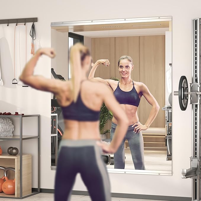 Hasipu Home Gym Mirror 51" L x 17" W - 3PCS Large Full Body Mirror for Yoga, Wall-Mounted Mirrors for Fitness, Garage, Dance Studio, 0.16in Tempered Glass Frameless-StrideForce Fitness